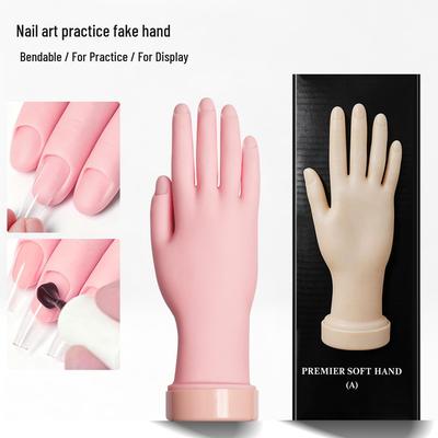 Modèle de Main en Silicone Flexible avec Faux Ongles pour la Pratique de l'Art des Ongles pour Débutants