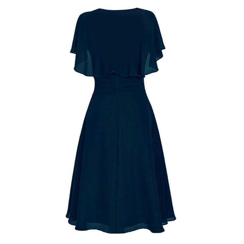 European and American New Chiffon Dress, Women's Sexy One-word Shoulder Wedding Dress Dress