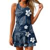 Women Sleeveless Casual Summer Dress Tank Style Tropical Print A Line Short Flowy Sundress Lightweight Soft Fabric