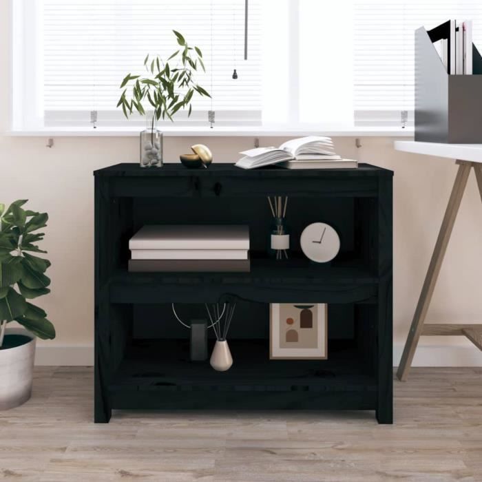 VidaXL Bookcase Black 80x35x68 Cm Solid Pine Wood 821678