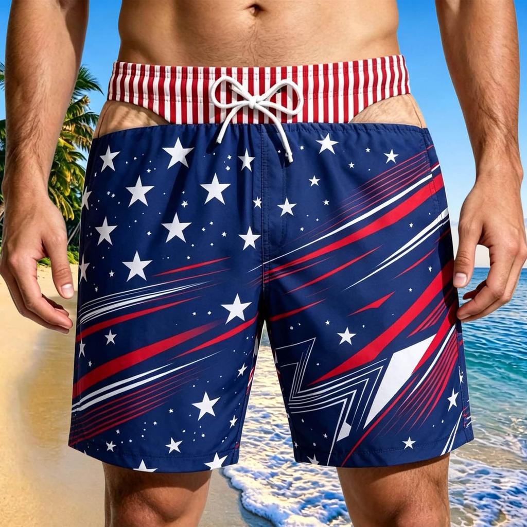 Men's Funny Printed Beach Shorts for Summer Casual Wear