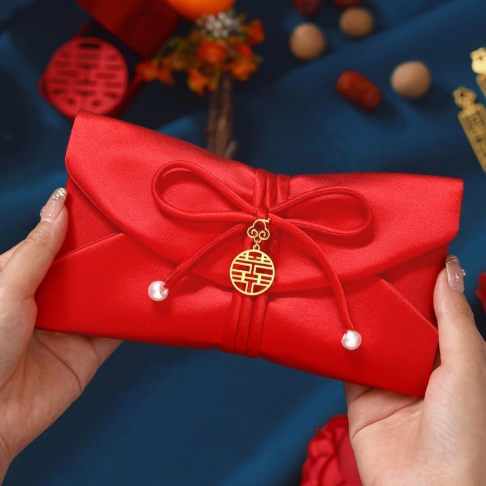 Chinese Style Brocade Red Envelope Traditional HongBao Wedding Money Envelope Blessing Bronzing New Year Money Bag