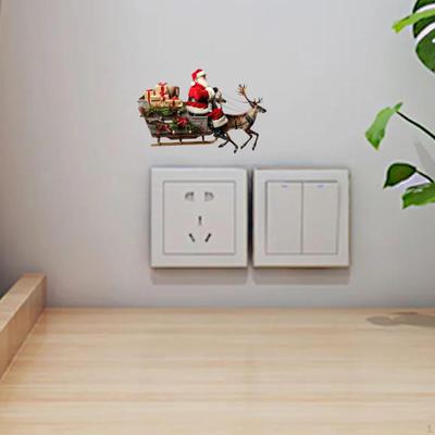 Santa Claus Elk Wall Sticker Removable Decoration PVC Christmas Switch Decal DIY