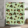 Cute Cartoon Army Pattern Shower Curtain Decor for Kids Bathroom Green Camo Design with Teddy Bear Tank Print (51x72in)