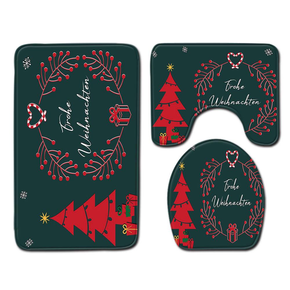 Christmas Bathroom Floor Mat Toilet Three-Piece Set