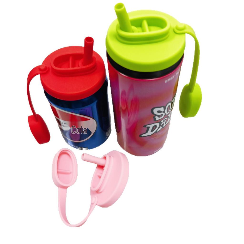 Portable Silicone Soda Can Lid: Dustproof, Leakproof Pull-Tab Cap with Straw for Outdoor Use