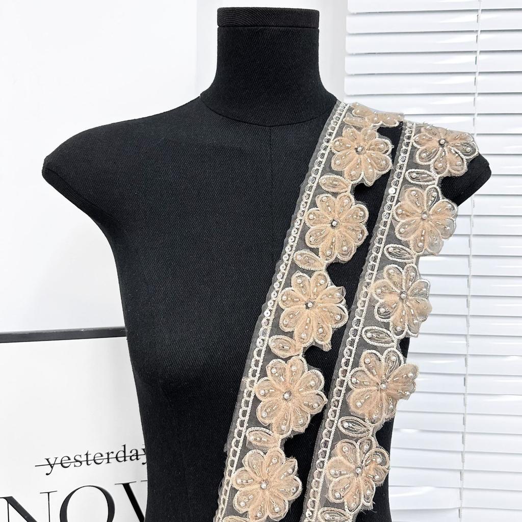 7Cm Multi-Color Nail Drill Three-Dimensional Flower Sequin Decorative Clothing Skirt Cuffs Ethnic Style Accessories Lace