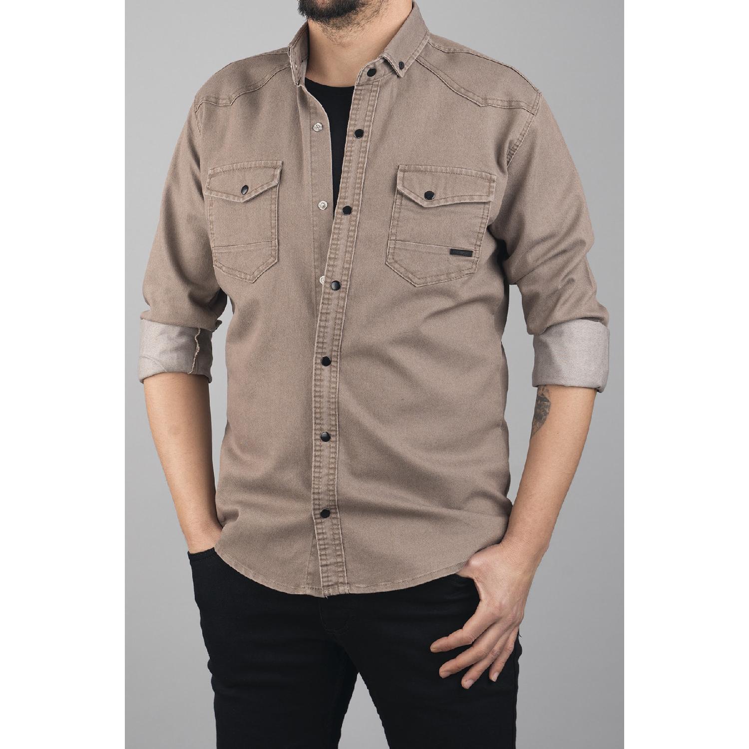 

Мужская джинсовая рубашка Slim Fit цвета норки