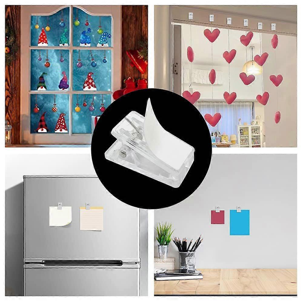 60 pieces Self-Adhesive Clips, Adhesive Spring Clips, Wall Tapestry Clips, Multifunctional Storage Clips, for photos, office, school, classroom (Singl