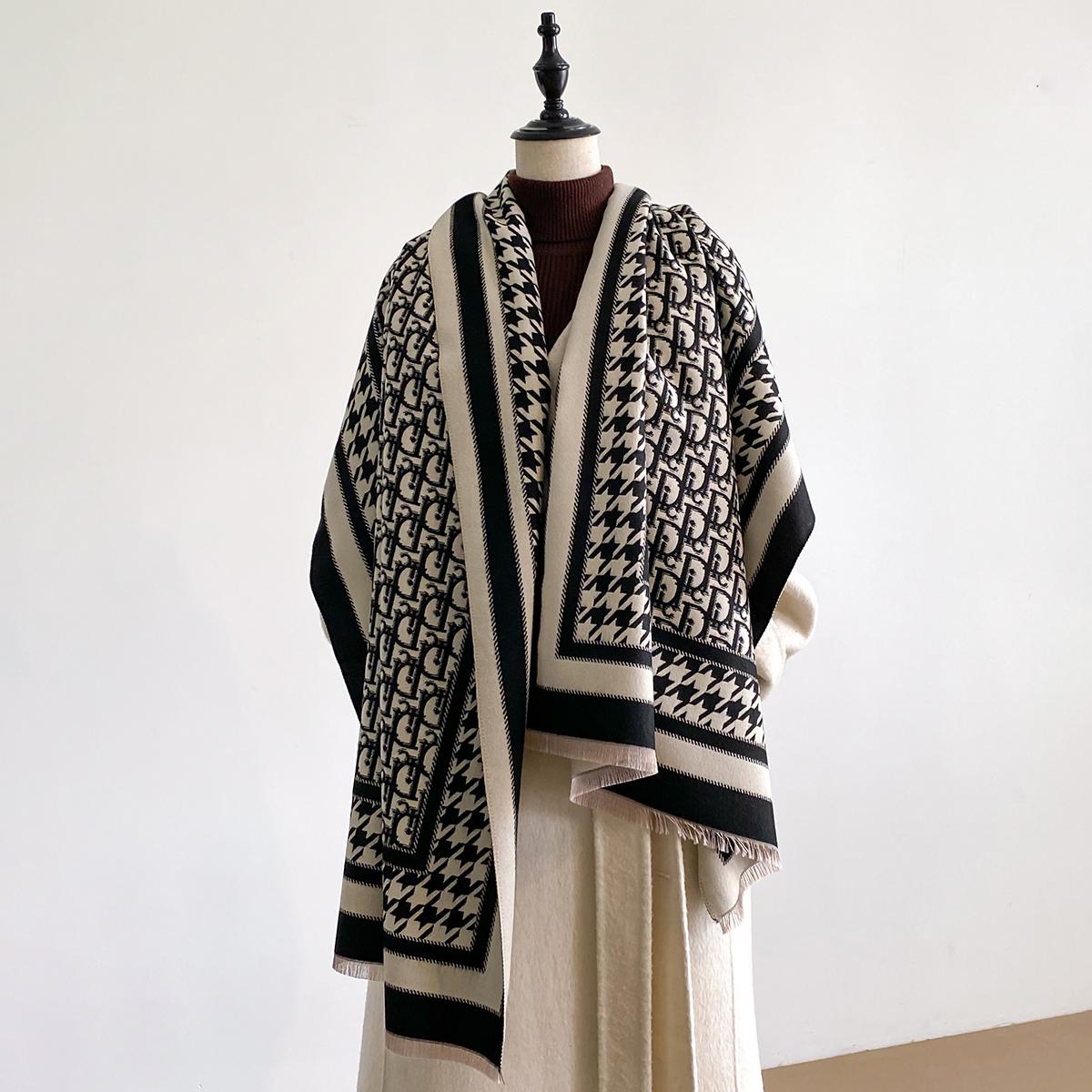 

New Letter Design Winter Warm Cashmere Jacquard Scarves High Quality Women Thicken Wrap Shawl Ladies Wool Pashmina Scarf