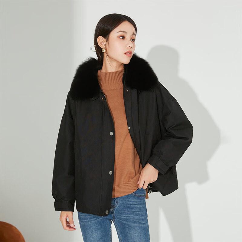 

Ta Tu Women s Short Fox Fur Collar Rex Rabbit Parka S