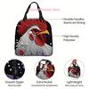 1pc Elegant Thermal Insulated Bag - Red Rooster & Pearl Design, Non-Food Contact Thermal Insulation for Hot/Cold - Portable Reus