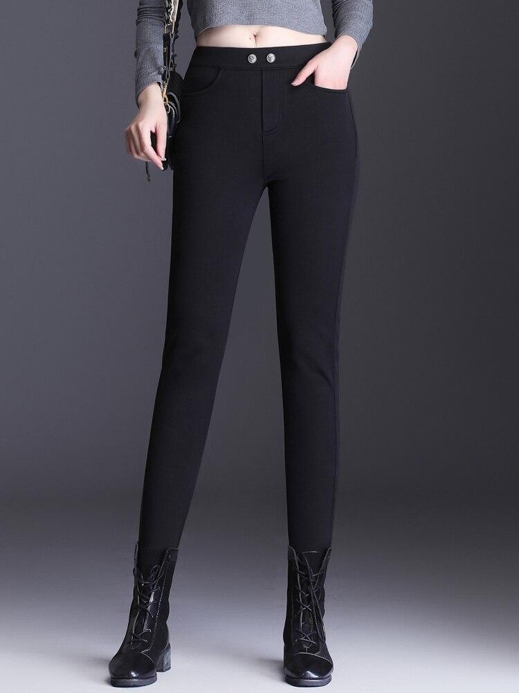 Winter Female High Waist Slimming Elastic Warm Fleece Leggings for Women's Leggings Plush Pants Thickened Casual Pencil Pants
