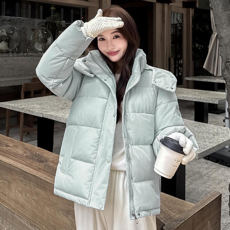 Removable hat short polyester cotton-padded jacket for women's winter new small loose bread jacket thickened padded jacket