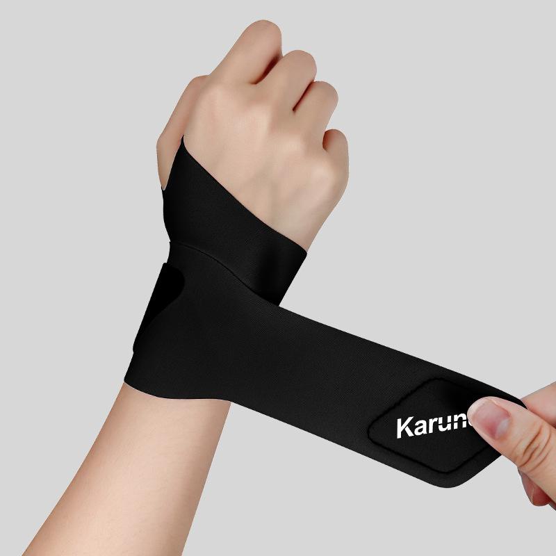 

1 шт. Регулируемый тонкий фиксированный спортивный напульсник из спандекса при растяжении, бандаж для запястья при тендините с застежкой-липучкой, напульсник, суставной бандаж чёрный
