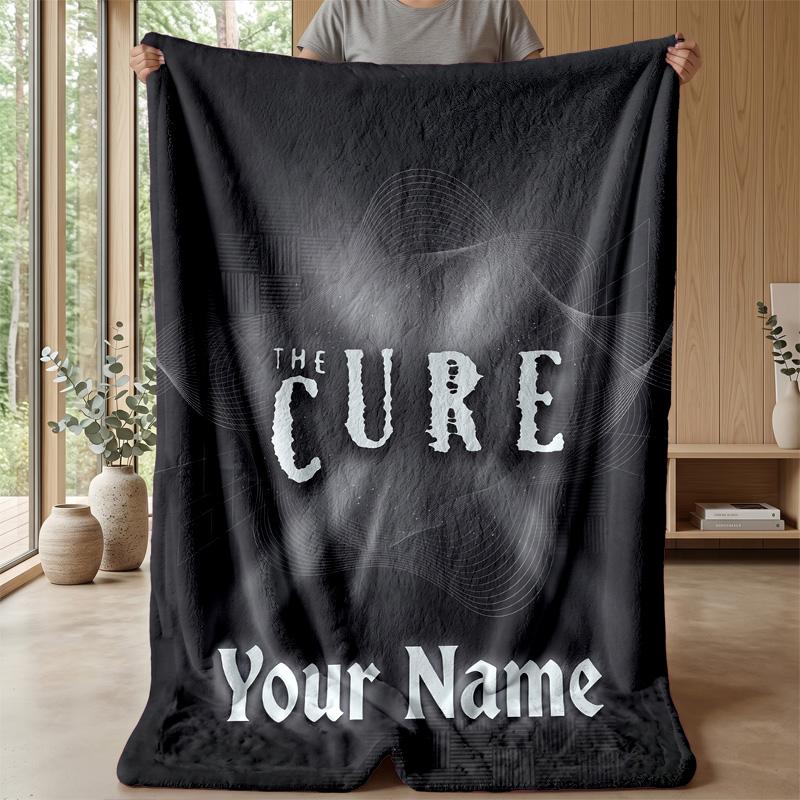 The Cure Custom Flannel Throw Blanket Print Your Name Text Soft Warm Blanket Holiday Present