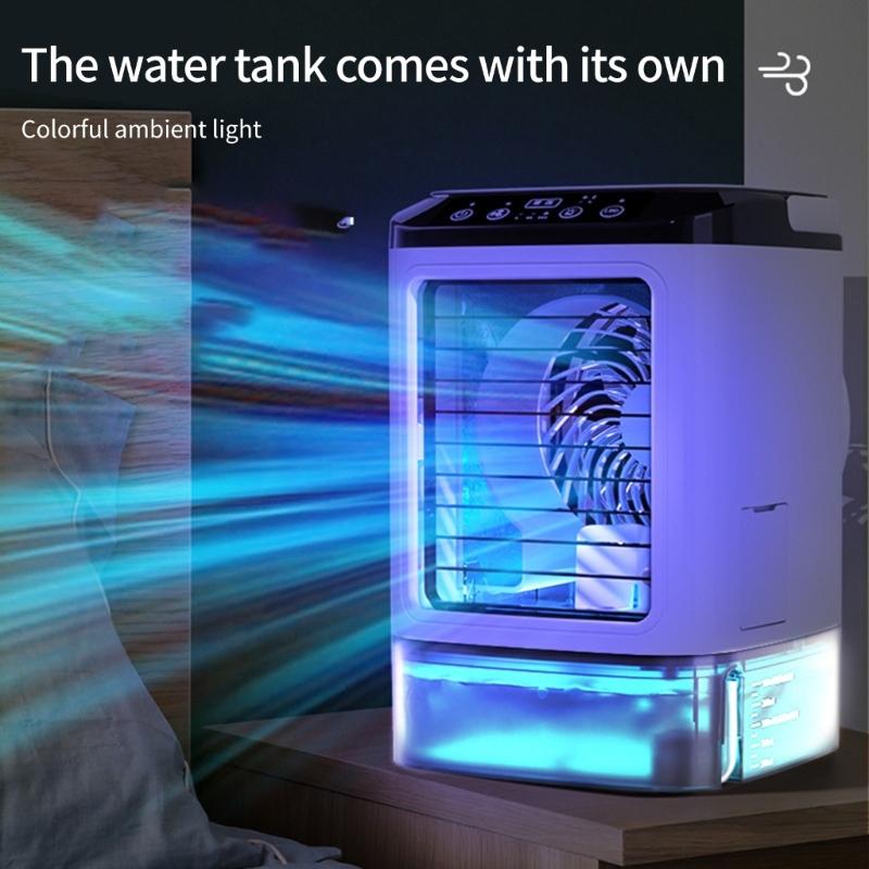 3 Speeds Miniature Air Conditioner USB Powered Ice Box Coolers with Night Light Practical Desktop Cooling System