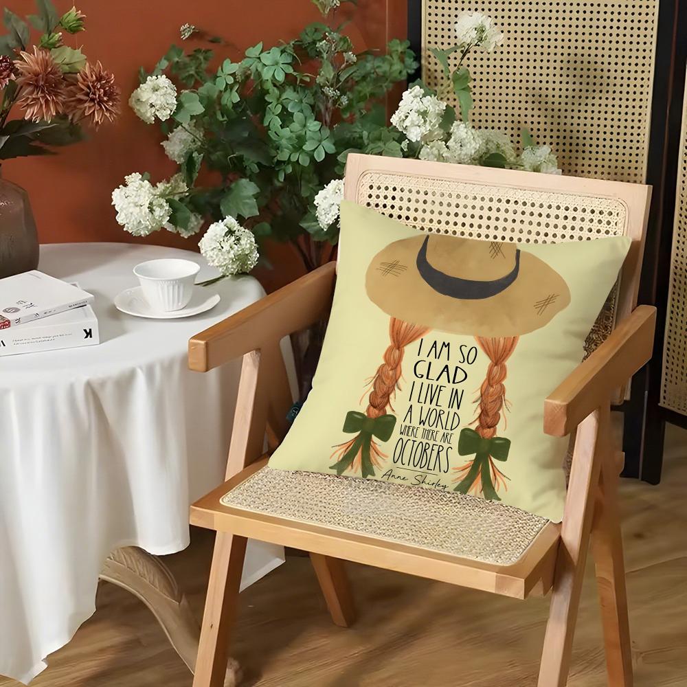 Book AAnne of Green Gable Cushion Cover Silky Short Plush Invisible Zipper Dustproof Sofa Pillow Case for Home Decor