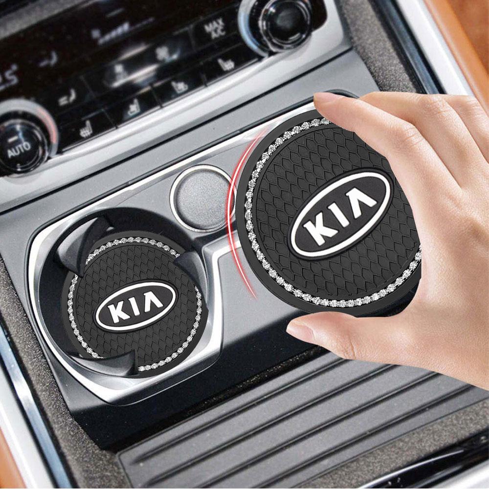 2026 Hot Car Sticker Car Diamond Rubber Non-slip Mat Water Cup Slot Pad Car Coaster For KIA Ceed Sportage Rio 3 Proceed K5 Sedon