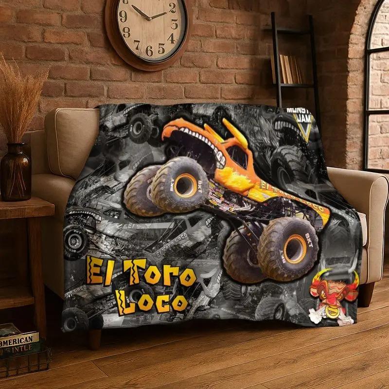 Soft Flannel Blanket M-Monster Truck Monster Jam Super Comfortable Bedding Sofa Cover Home Decor Gift Teen Boys Girls Children