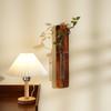 No Drill Wall Mounted Flower Vase Walnut Wood Glass Hydroponic Planter Chinese Retro Style Home Art Decor Floral Arrangement