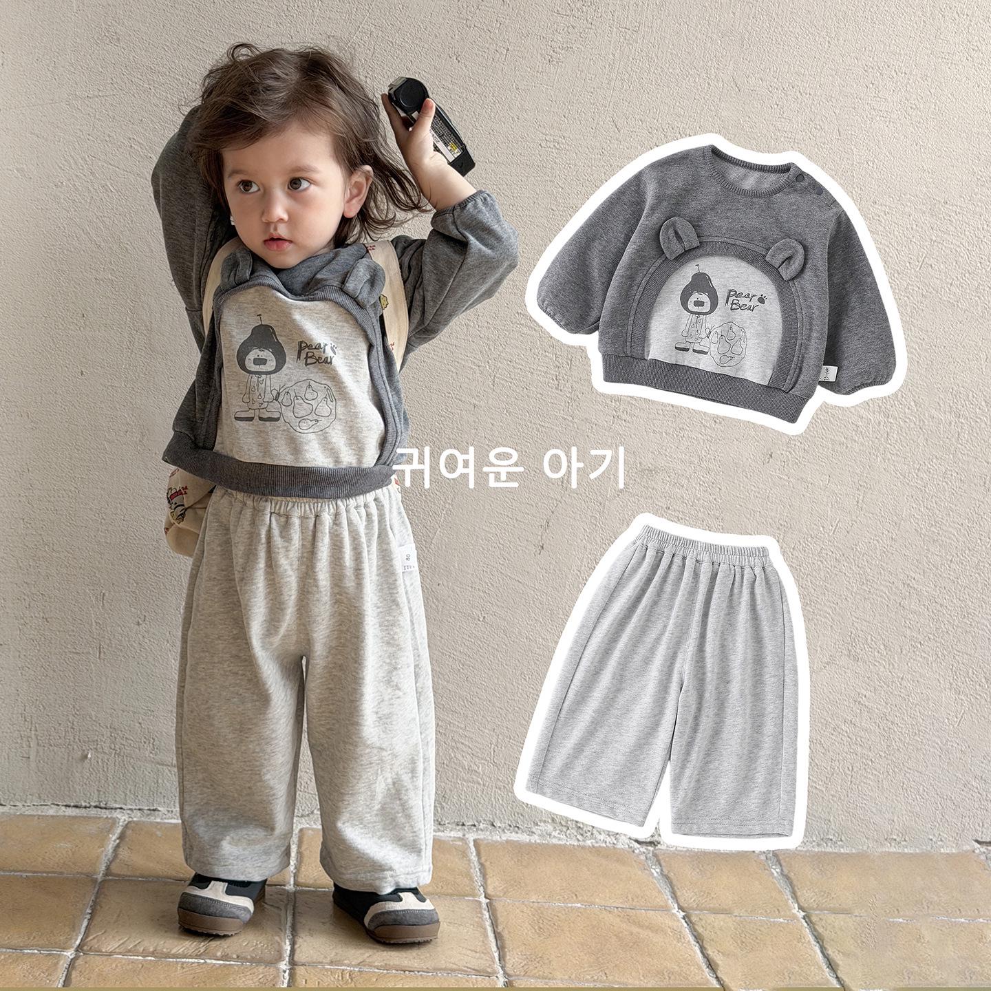 

Spring Cartoon Birthday Hoodie and Pants Set - Cute Korean Style for Infants and Toddlers 100CM світло-сірий колір