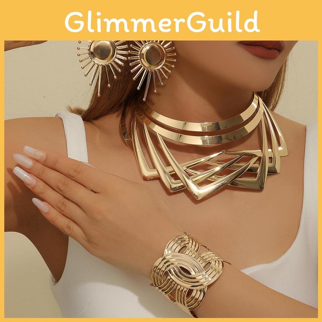 Stylish Summer Jewelry Set With Gold Finish Pendant Earrings Bracelets And Necklaces All For