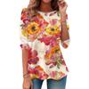 Round Neck 3D Flower Geometry Pattern Printed Top Fashionable Casual Long Sleeved Women's T-shirts