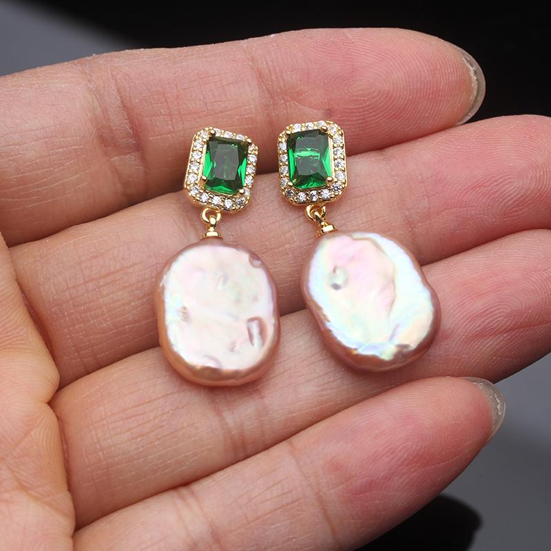 Natural Large Baroque Pearl Earrings For Wemon,Boho Gold Plated Dangle Pearl Earring Jewelry Wife Mom Birthday Gift