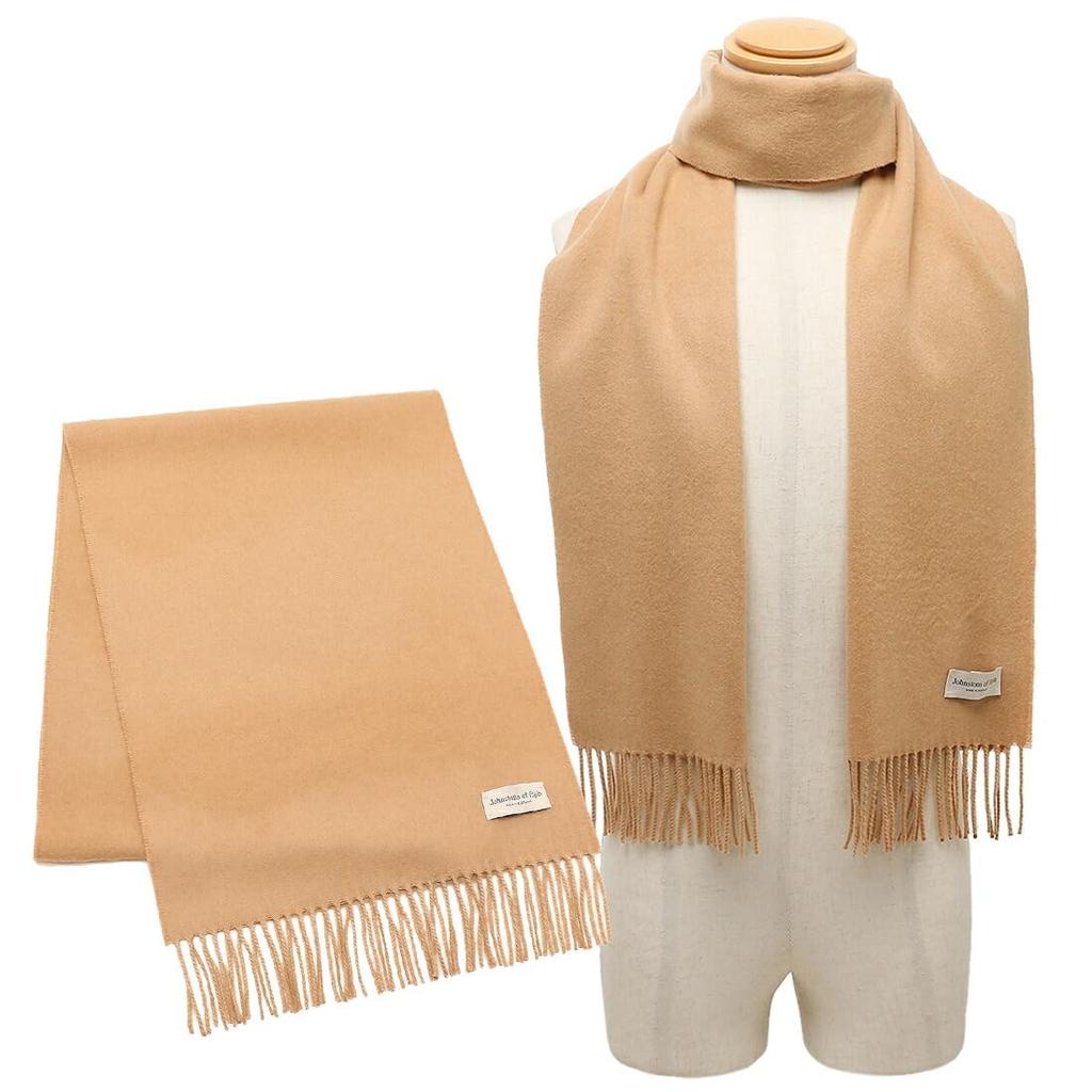 Johnstons JOHNSTONS WDC01797 Medium Size Scarf, Beige/Brown, Men's/Women's, HB4315, [Used]