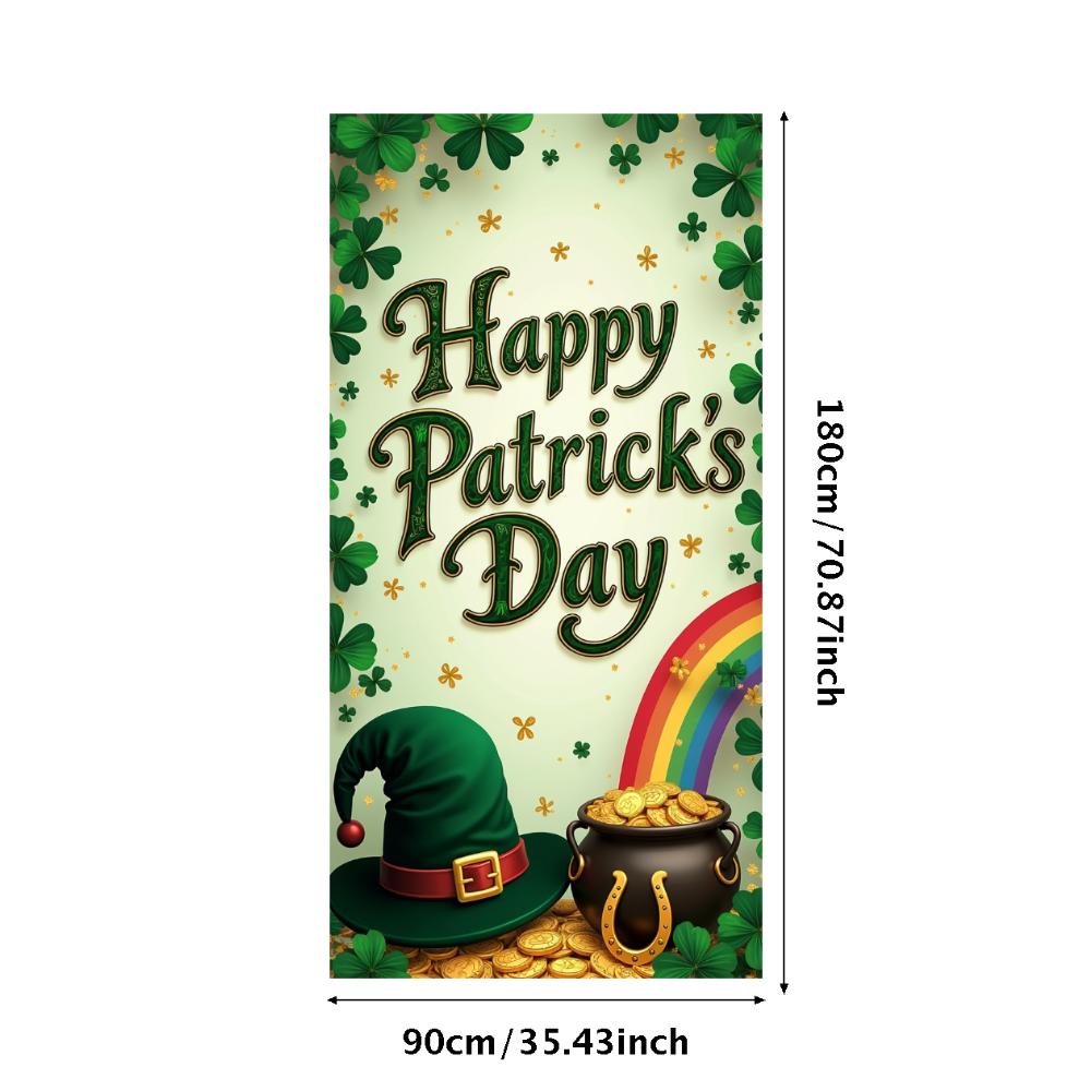 St Patricks Day Backdrop Banner Leprechaun Hat Shamrock Party Background Celebration Photography Props Event Supplies Decoration
