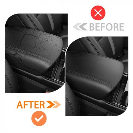 For 15 TO 20 Ford Edge Black Real Leather Center Console Lid Armrest Cover