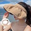 Summer Shell Sunshade Hat Uv Protection Dual Use Hair Hoop Sun Cap For Women Outdoor Beach Foldable Wide Brim Bucket Caps