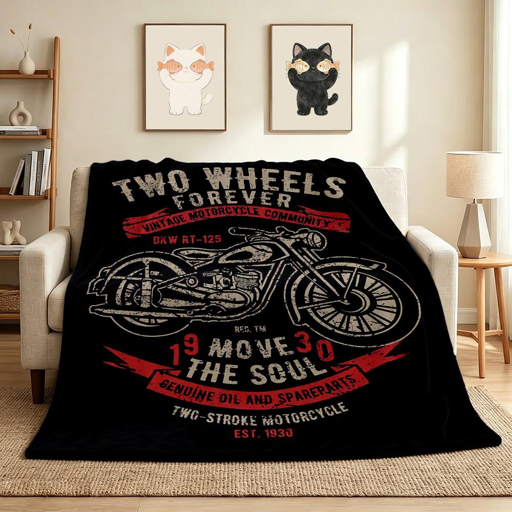 Motorcycle Community Flannel Blanket Throw Blanket Soft Warm Sofa Bed Camping Car home Decor Unique Christmas Gift C9301675
