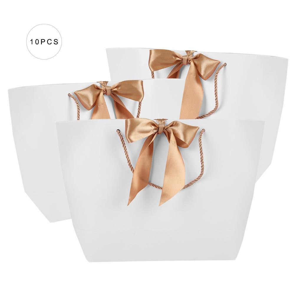 10pcs Lot Gift Paper Bags With Handle for Clothes Shopping Makeup Packaging Food(21*7*15cm)