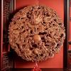 Nine Dragons Peach Wood Pendant: Hand-Carved Hanging Ornament for Home Entrance or Living Room Decor.