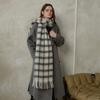 Designer Wool Plaid Scarf Women's Autumn and Winter Increase the Soft and Simple Atmosphere Pink Plaid Scarf Shawl