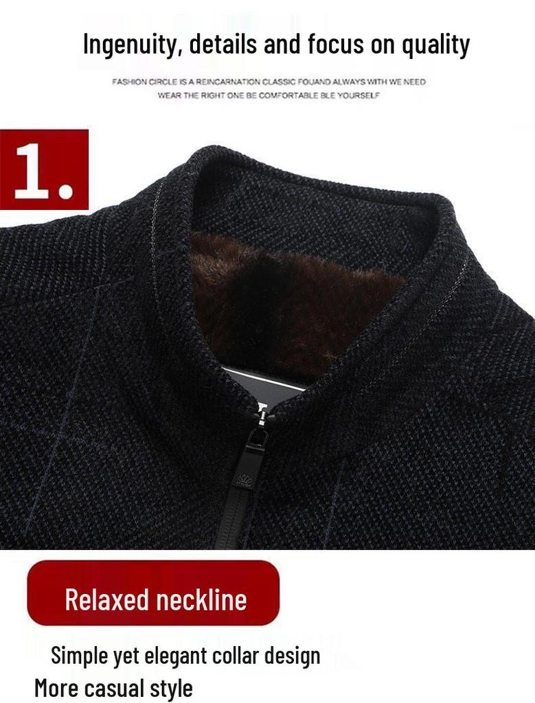 Dad's Fleece-Lined Winter Coat for Middle-Aged & Elderly Men - Warm Cotton Jacket for Autumn & Winter