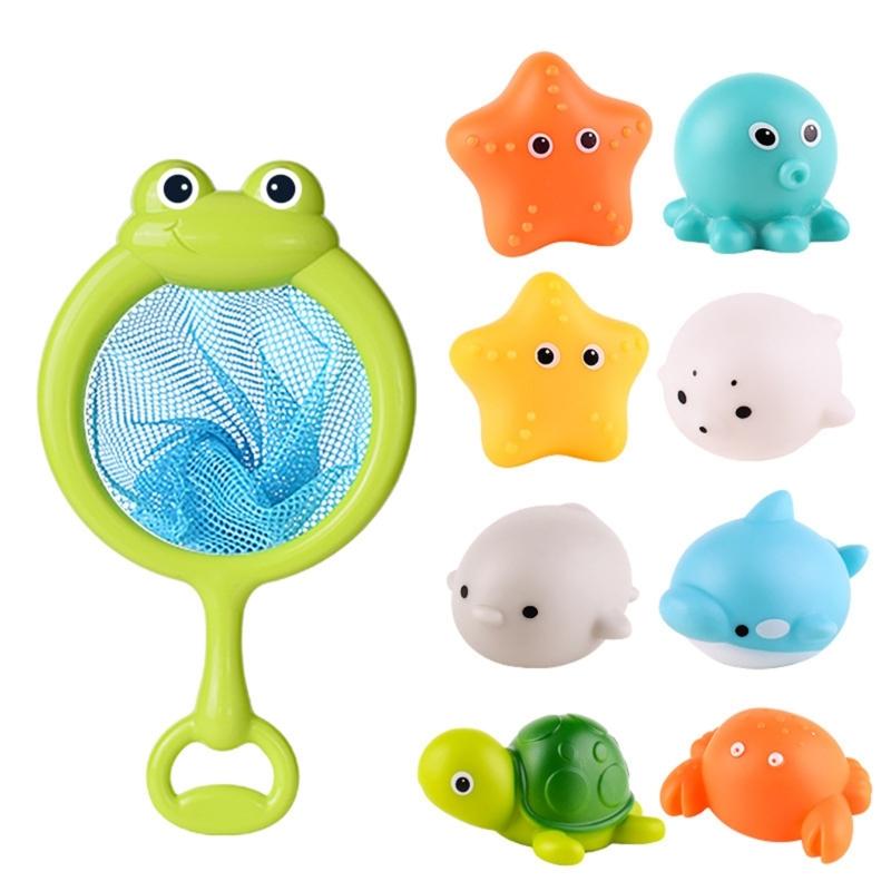 

9 Pieces Cute Sea Creatures Bath Toy With Sensor Light For Kids Aged 3 And Up Ideal For Water Play 1
