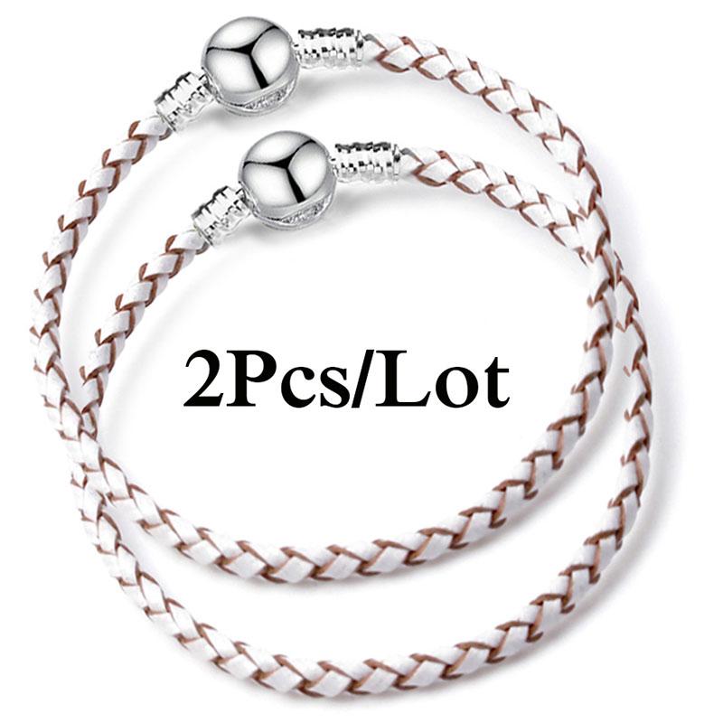 2 szt./partia Specjalna Oferta Skórzane Bransoletki Łańcuszkowe Pasują do Ręcznie Robionych Koralików Bransoletki z Charmsami Dla Par Pulsera Biżuteria Dla Kobiet Mężczyzn Hurtownia
