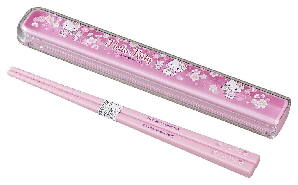 OSK Chopstick Box Set with Pull Hello Kitty Lid, Sakura, HS-11