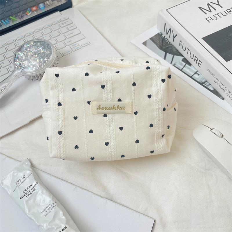 

56171 Striped Love Cosmetic Bag Portable Travel Large Capacity Washing and Makeup Sub-packaging Small Square Bag Storage Bag