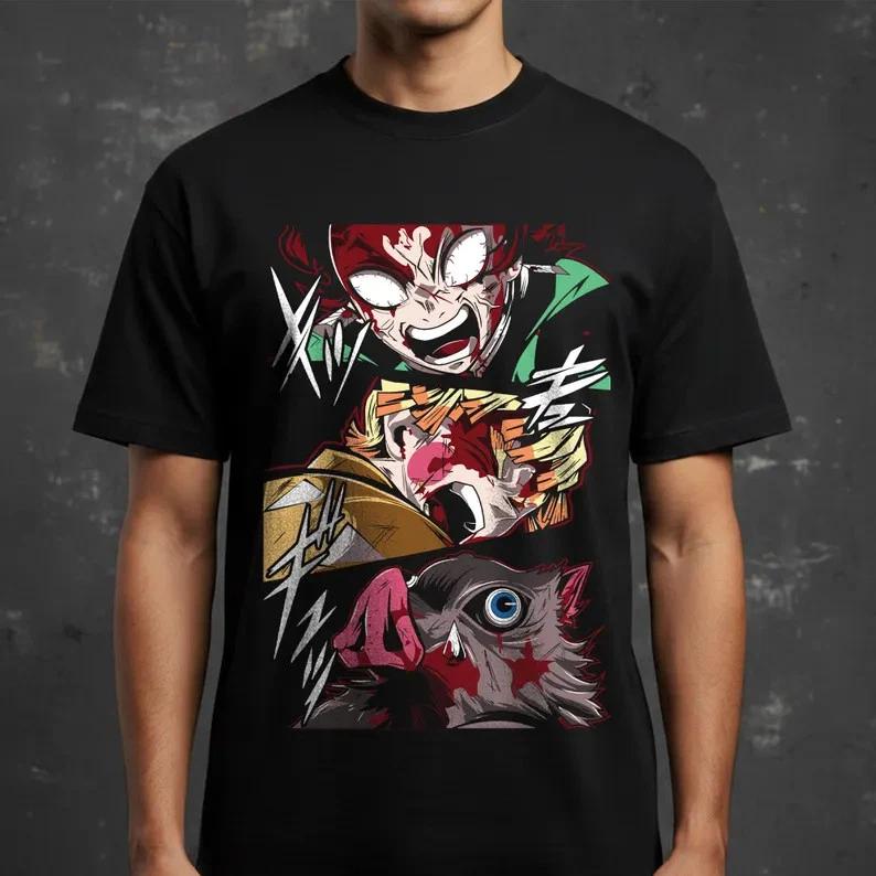 Demon Slayer Anime Shirt Tanjiro Zenitsu Inosuke Graphic TShirt S