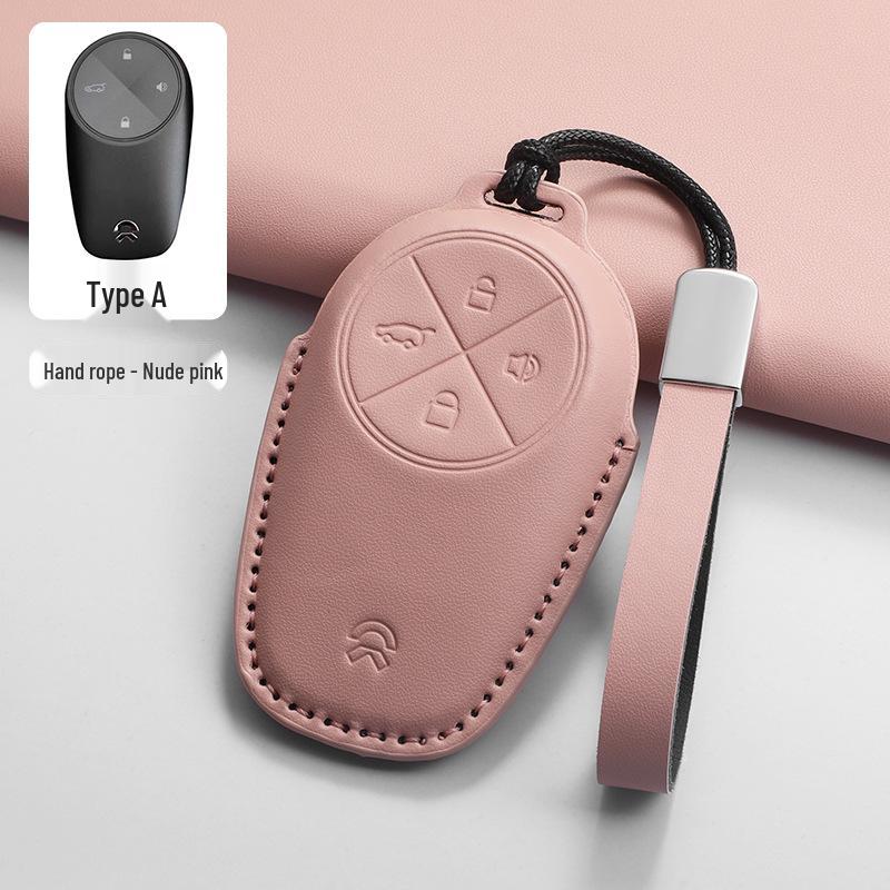 

Compatible Key Case for Nio ES6, ET5T, ET5, EC6, ES8, ET7, ES7 - Pink Shell & Buckle for Male & Female
