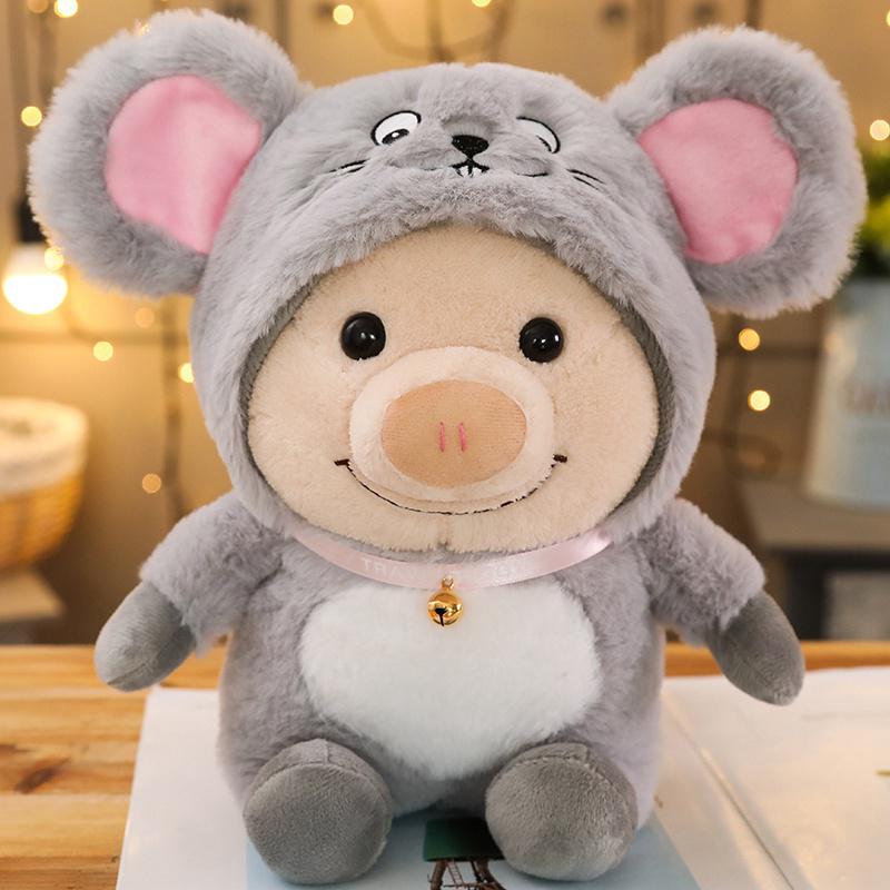 1pc 25cm Cute Piggy Turned Dog Rabbit Rat Mouse Bear Doll Plush Toy  Dog Doll Stuffed Animals Toys For Children Gift
