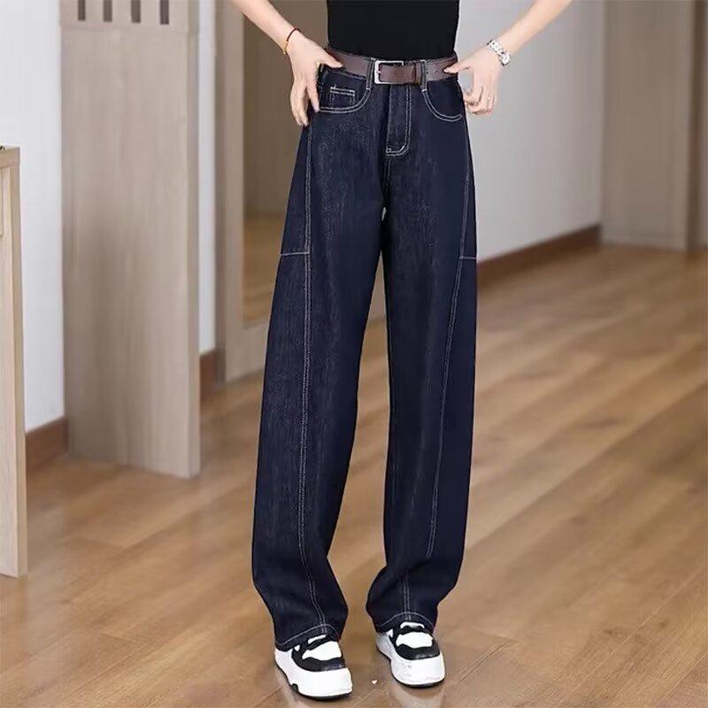 Plus Size High Waist Retro Straight Leg Jeans for Women - Autumn 2024 Collection