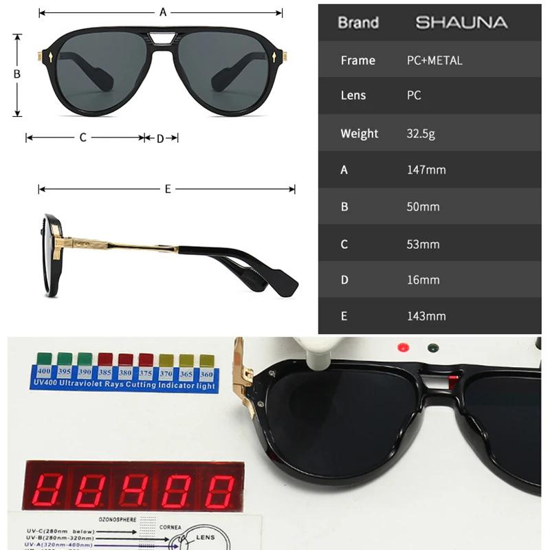 SHAUNA Retro Double Bridges Pilot Ανδρικά γυαλιά ηλίου Μόδα Αποχρώσεις UV400 Trending Rivets Γυναικεία πολυτελή γυαλιά ηλίου