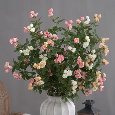 Artificial Flower Long Branch Fake Rose Realistic Bright Colors Non-Fade Faux Silk Flower for Home Decor