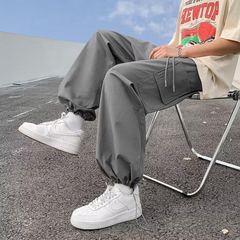 Overalls Men's Spring and Summer New Korean Version of Trendy Brand Ins Loose Solid Color Casual Pants Student Fashion Cotton Leggings