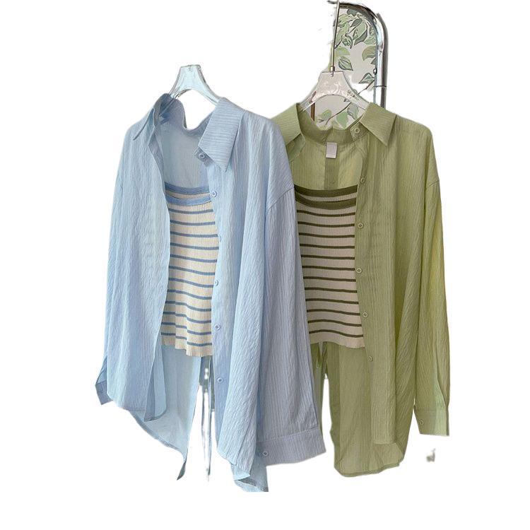 Women's Two-Piece Chiffon Sun Protection Shirt - Breathable, Versatile, and Trendy Summer Outerwear